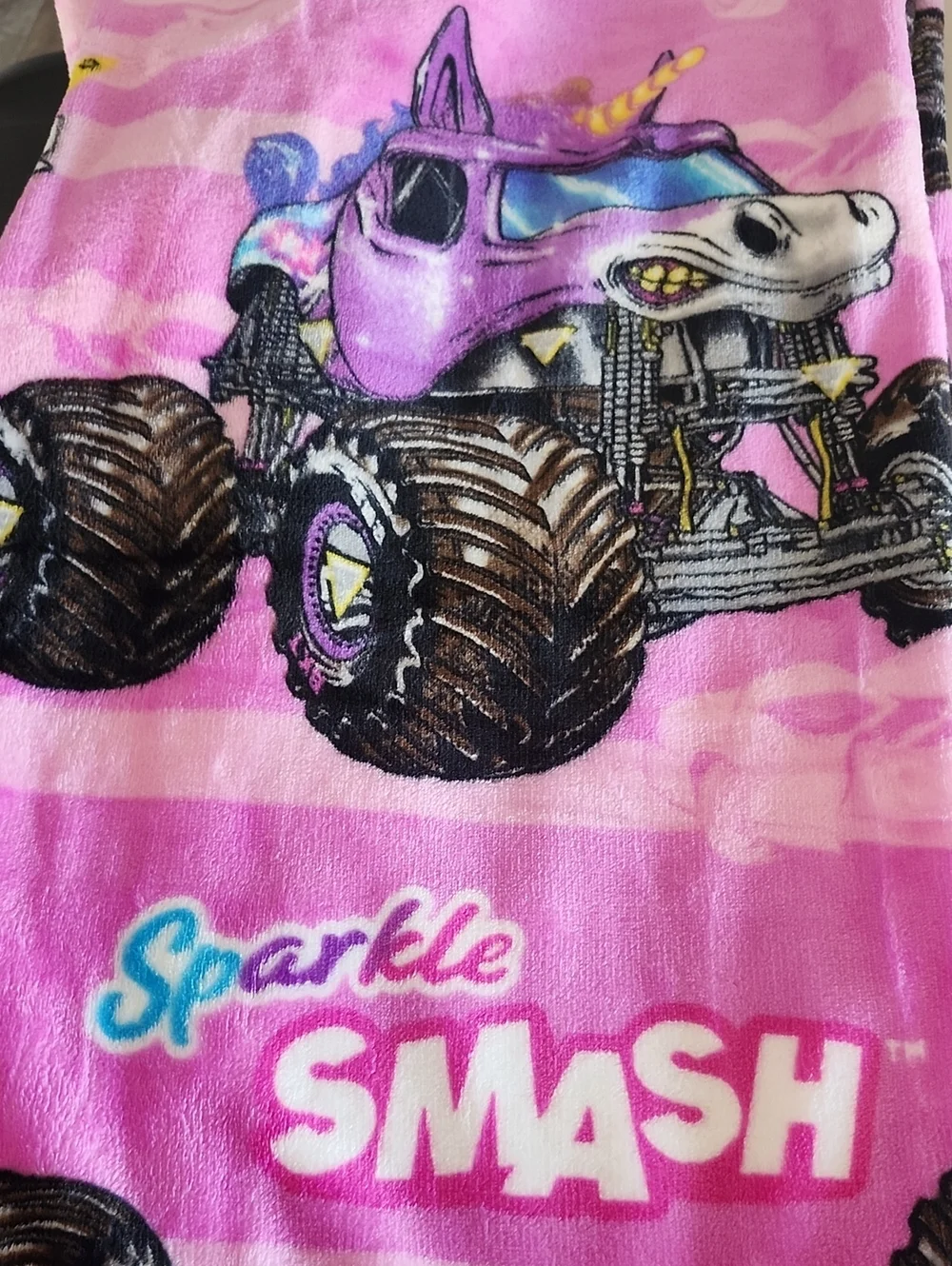 Monster Jam Throw Blanket - Pink Purple Monster Truck